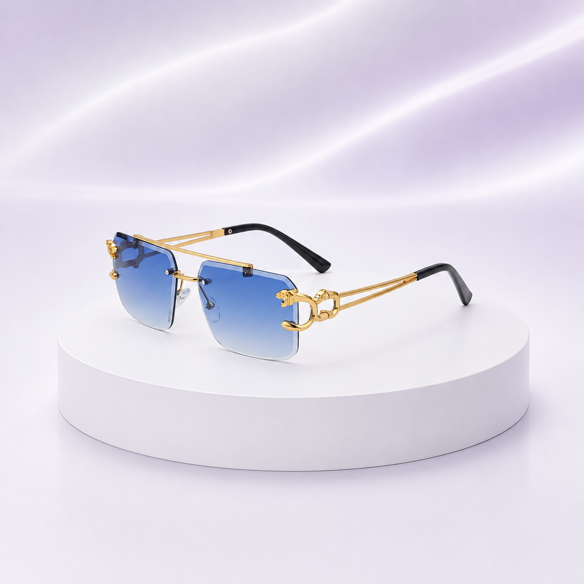 Steampunk Rimless Square Sunglasses Men 2025 Luxury Brand Designer Gold Lion Decoration Sun Glasses for Women Vintage Eyewear