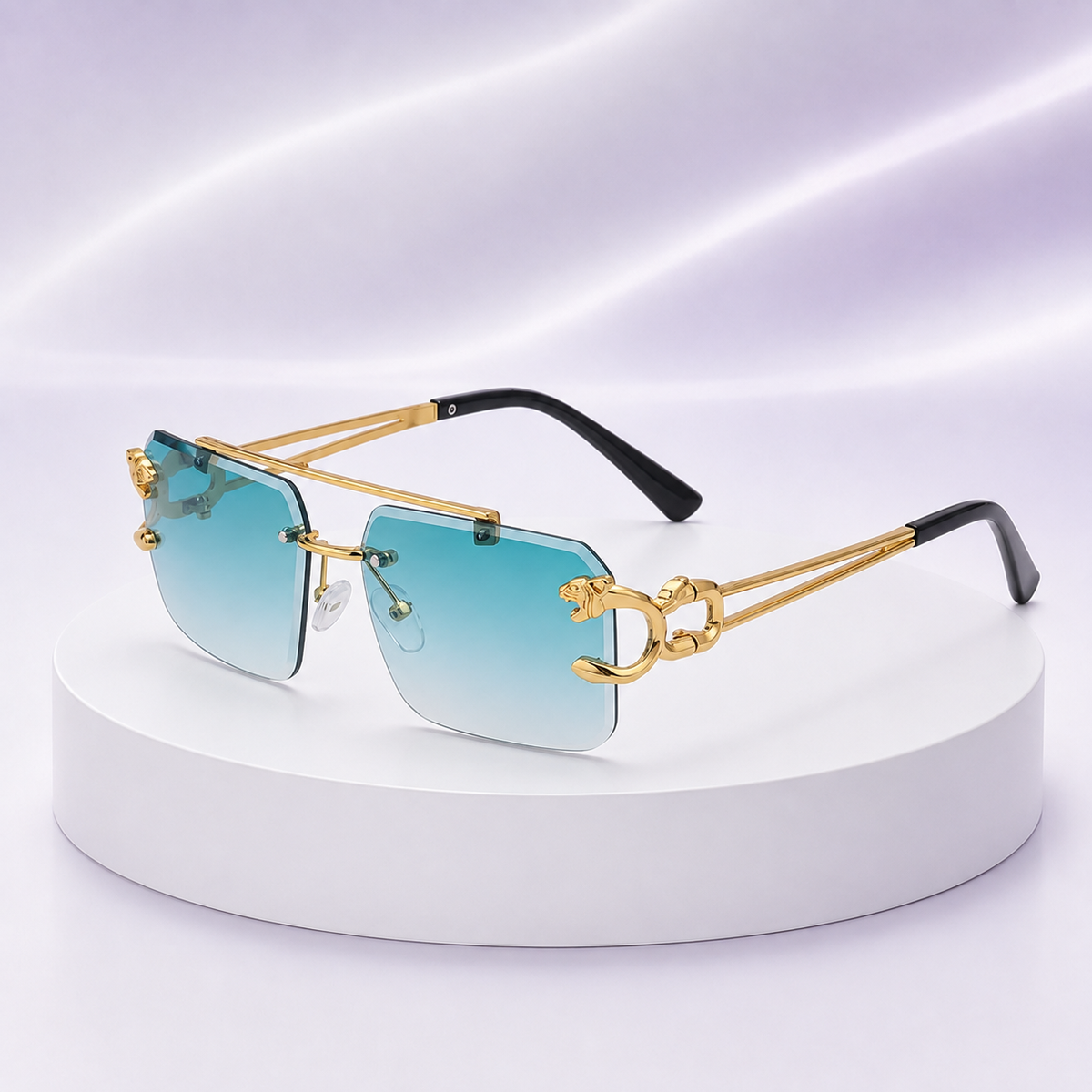 Steampunk Rimless Square Sunglasses Men 2025 Luxury Brand Designer Gold Lion Decoration Sun Glasses for Women Vintage Eyewear